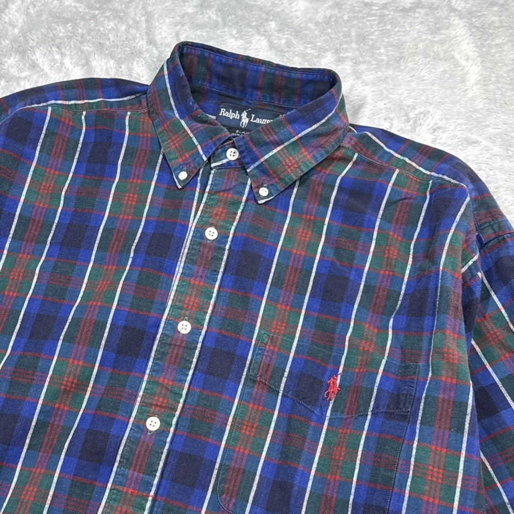 Polo Ralph Lauren Blaire Button Down Shirt Mens L Blue Green Plaid Old Money - Picture 2 of 8